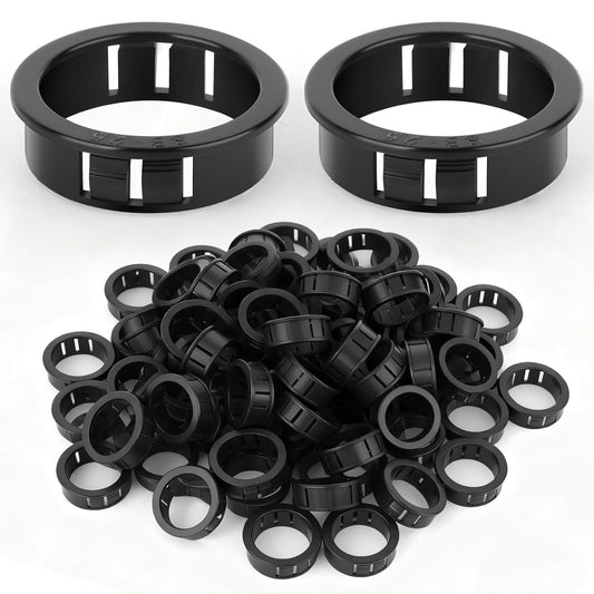 100PCS 1" Black Cable Snap Bushing Grommet, Snap in Cord Bushing Protect Cables
