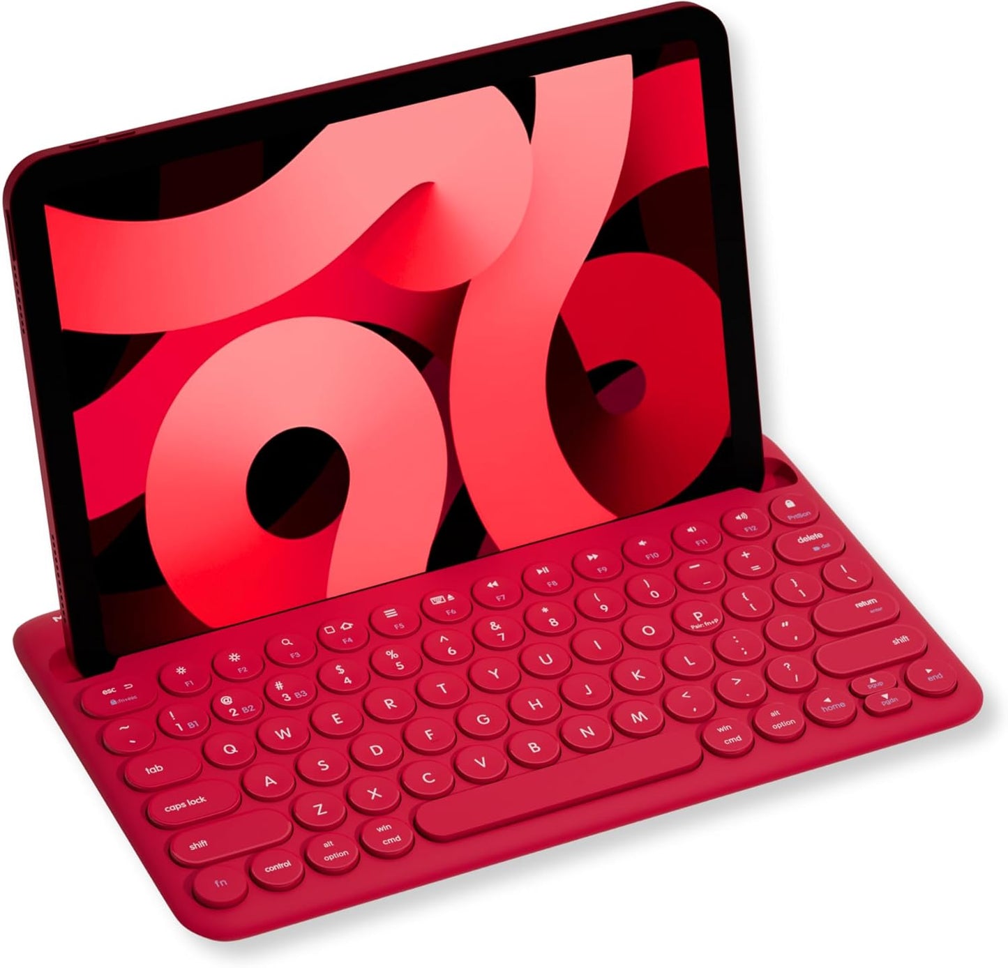 Macally Bluetooth Tablet Keyboard - Multi Device Wireless Keyboard for Phone, iPad mini/Pro, Android - Rechargeable with Built in Stand and Quiet Keys