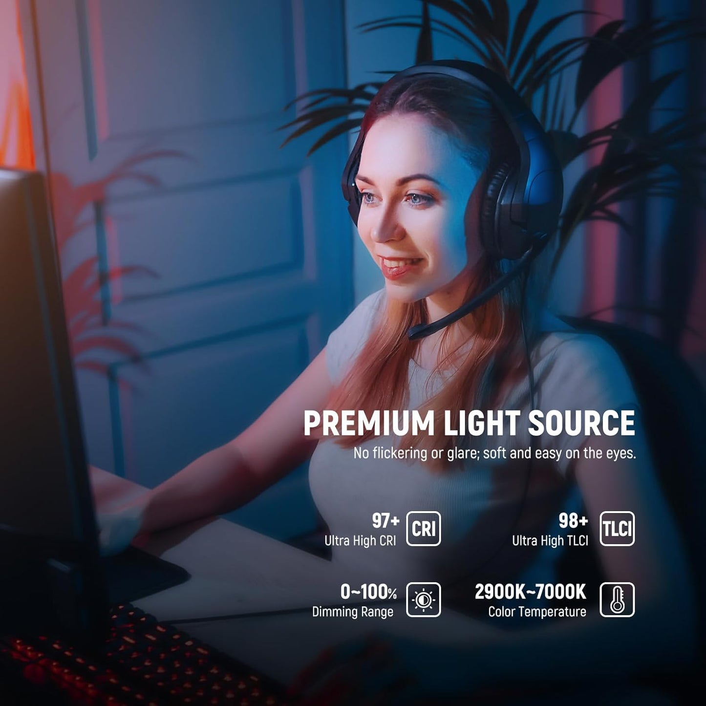 NEEWER GL1 PRO 15.5" Key Light for Streaming, Video Lighting with 2.4G PC/Mac iOS/Android APP Control, 2800LM LED Panel Light with Desk Clamp Compatible with Elgato Stream Deck for Gaming Zoom, Gray