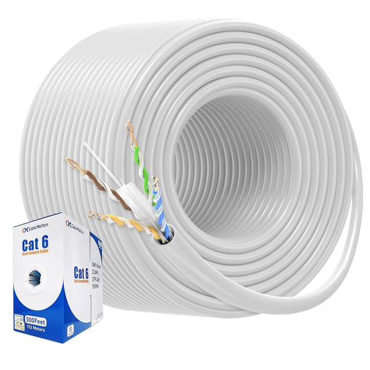 Cable Matters [UL Listed] 10Gbps in-Wall Riser Rated (CMR) 23AWG Bare Copper Cat6 Ethernet Cable - 500ft, Cat 6 Ethernet Cable Spool, Cat 6 Cord Bulk, White