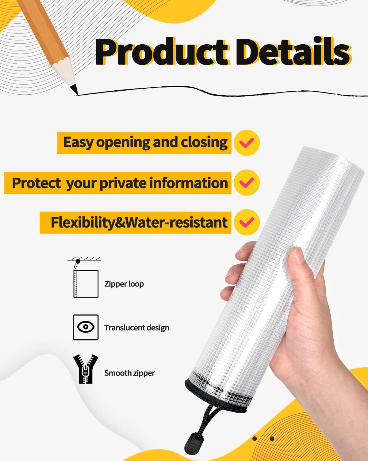 SUNEE Mesh Zipper Pouch 9x13 in (Black, 30 Packs), Mesh Bags with Zipper for School Office Supplies, Puzzles & Games, Travel Accessories, Waterproof Zipper Pouches for Organizing