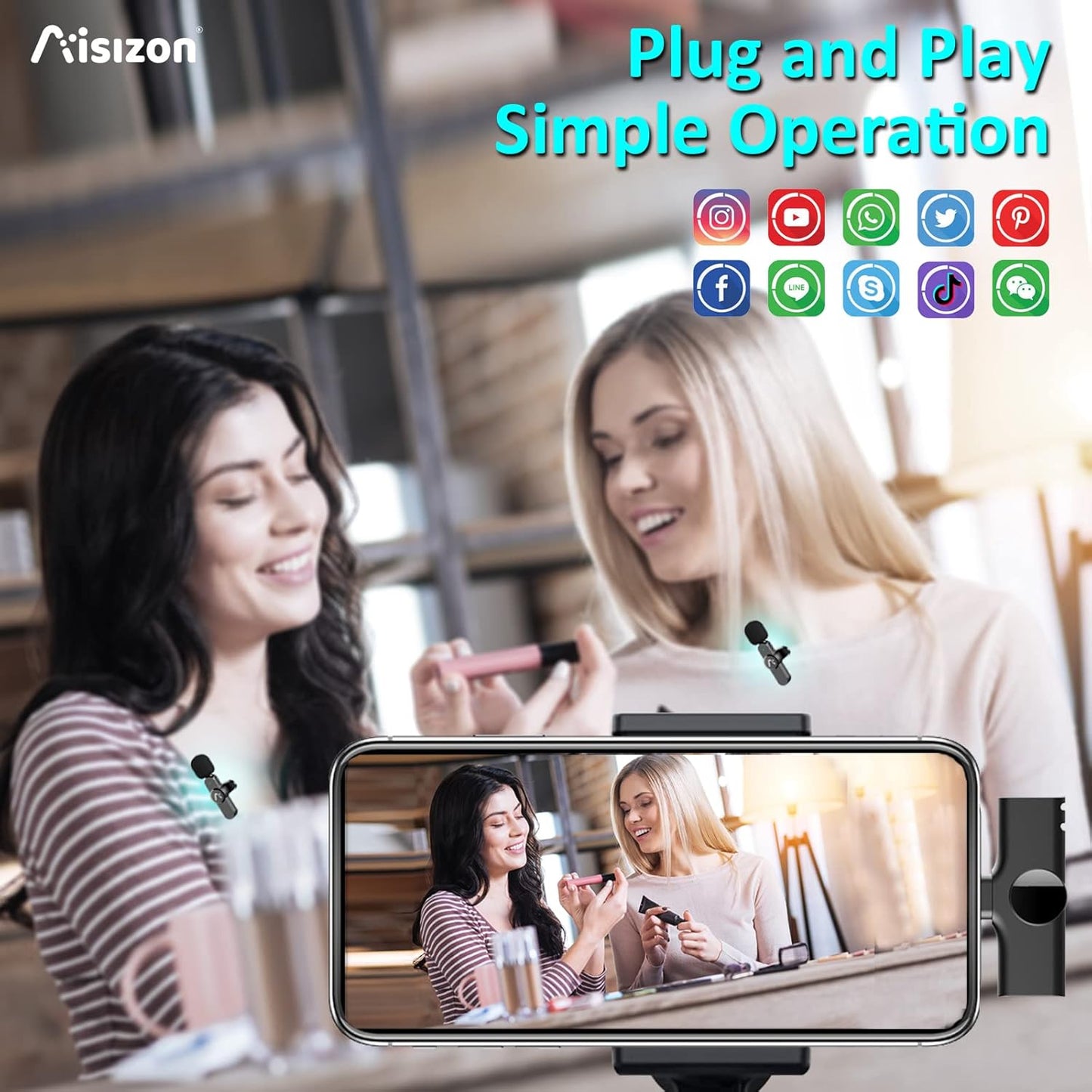 Wireless Lavalier Microphone for iPhone7-14, Wireless Clip Mic, Clip on Microphone A3d, for iPhone, iPad, Computer, Zoom Meeting, Video Recording, tiktok