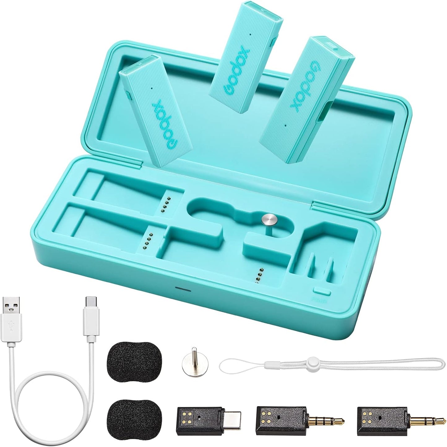 GODOX 【2025 Latest Model】 Movelink Mini Wireless Microphone System, 2.4GHz Lavalier Mic 100m(328ft.) Range with Charging Case for Android, Camera, Vlogger, Youtuber, Interviewer(Green)