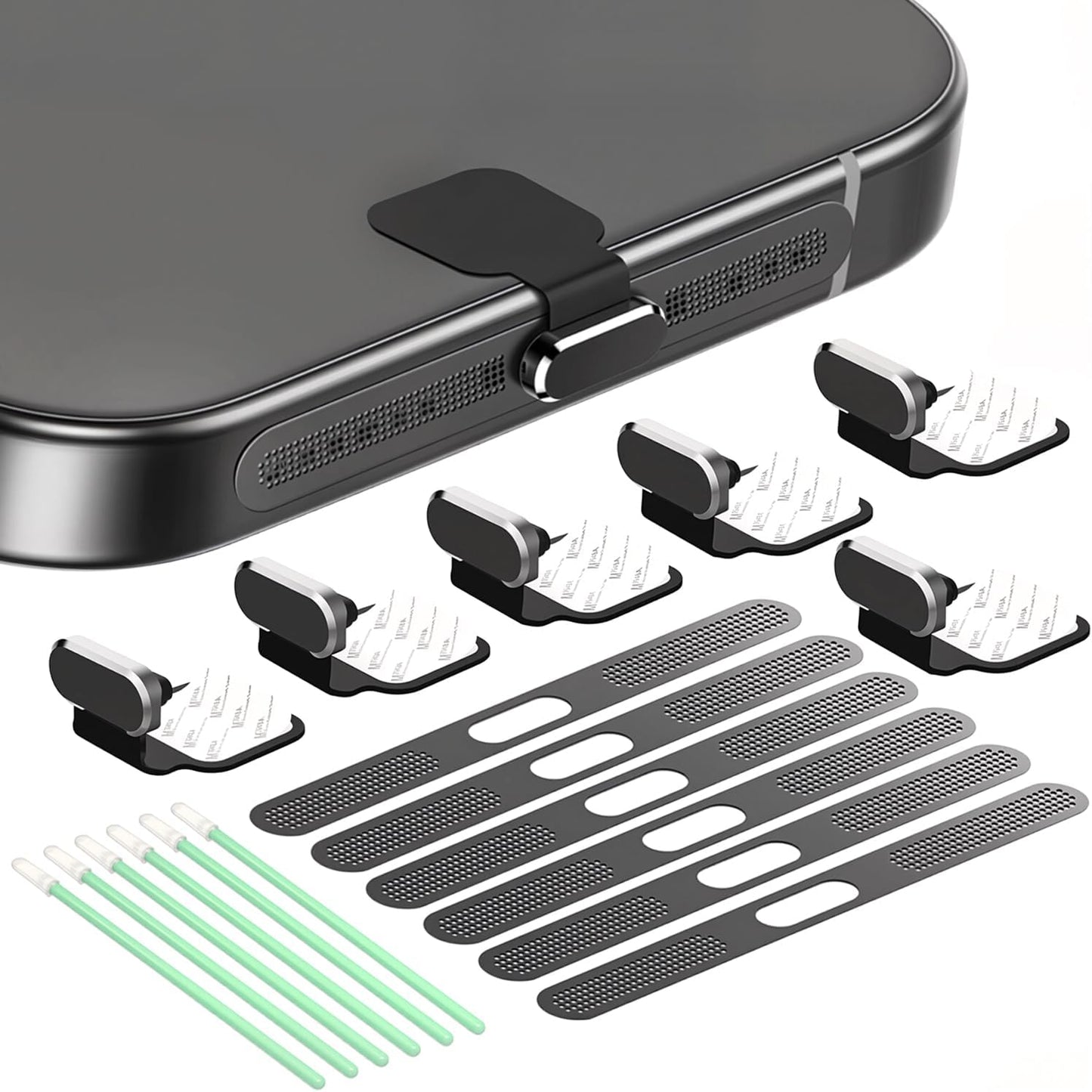 6 Pack USB C Dust Plug, Anti-Lost USB C Plug Cover USB C Charging Port Protector Cover with Speaker Dust Cover Compatible with iPhone, 16, 15 (Pro, Plus, Pro Max) iPhone 17