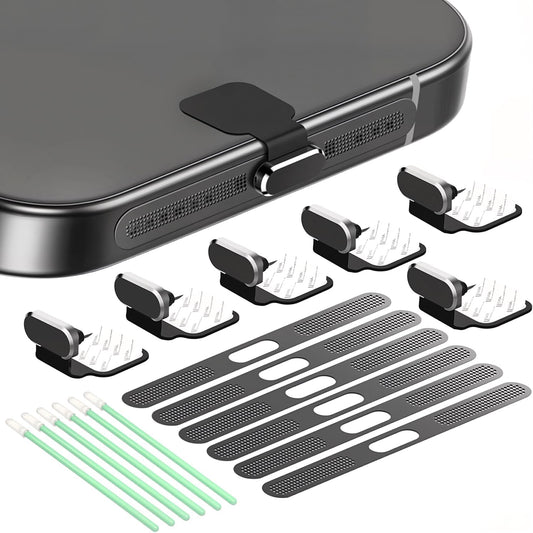 6 Pack USB C Dust Plug, Anti-Lost USB C Plug Cover USB C Charging Port Protector Cover with Speaker Dust Cover Compatible with iPhone, 16, 15 (Pro, Plus, Pro Max) iPhone 17