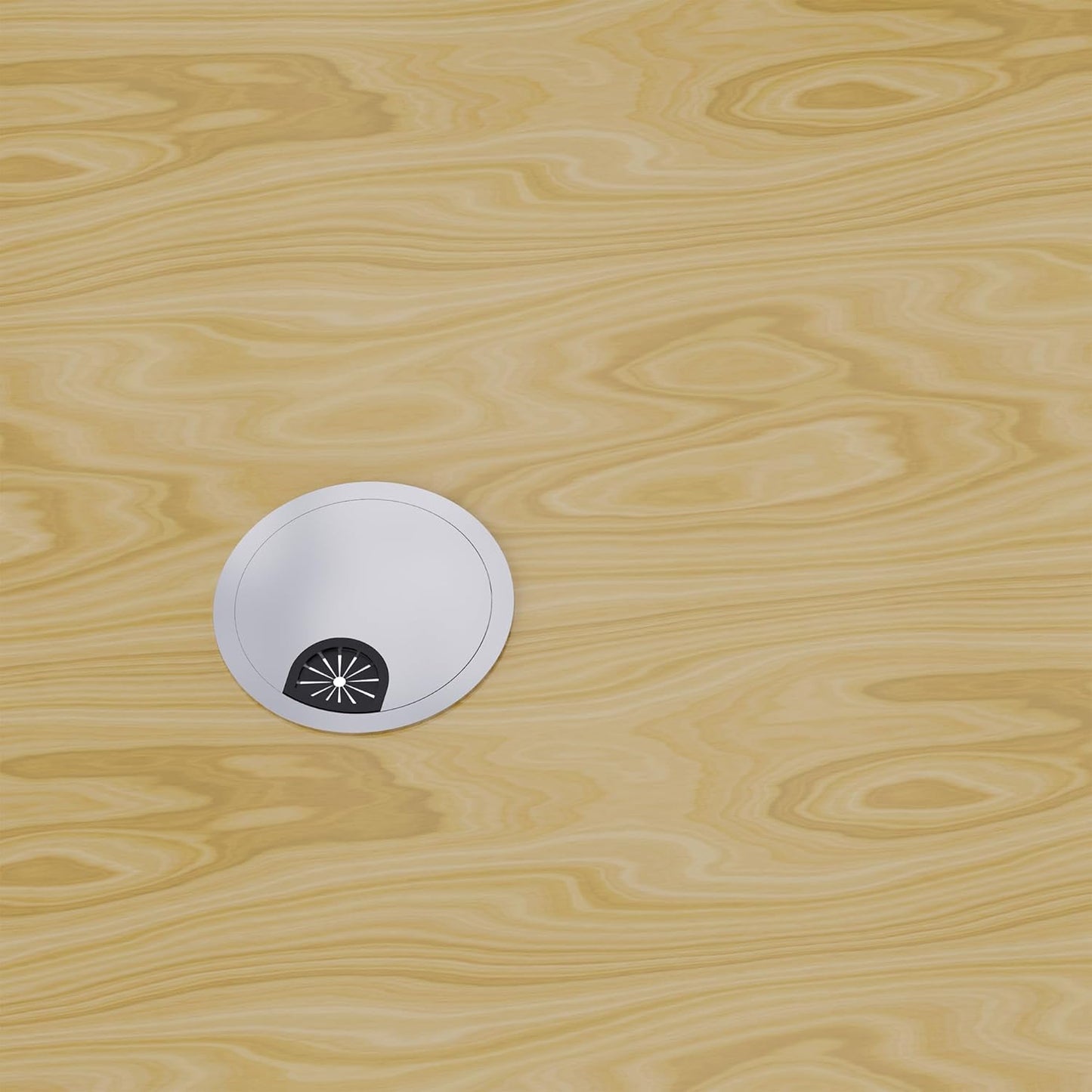 2 Pack Desk Grommet 2-3/8 Inch 60mm, Zinc Alloy Computer Desk Wire Hole Cover, Office Desktop Cord Cable Hole Metal Ring, Bright Silver