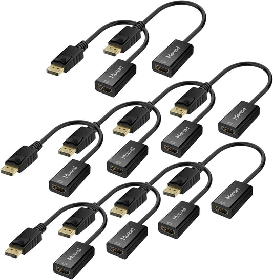 4K DisplayPort (DP) to HDMI Adapter, 10 Pack, Uni-Directional Gold-Plated Display Port Computer to HDMI Screen Converter (Male to Female) Compatible with HP, Dell, Lenovo & More, Passive -Black