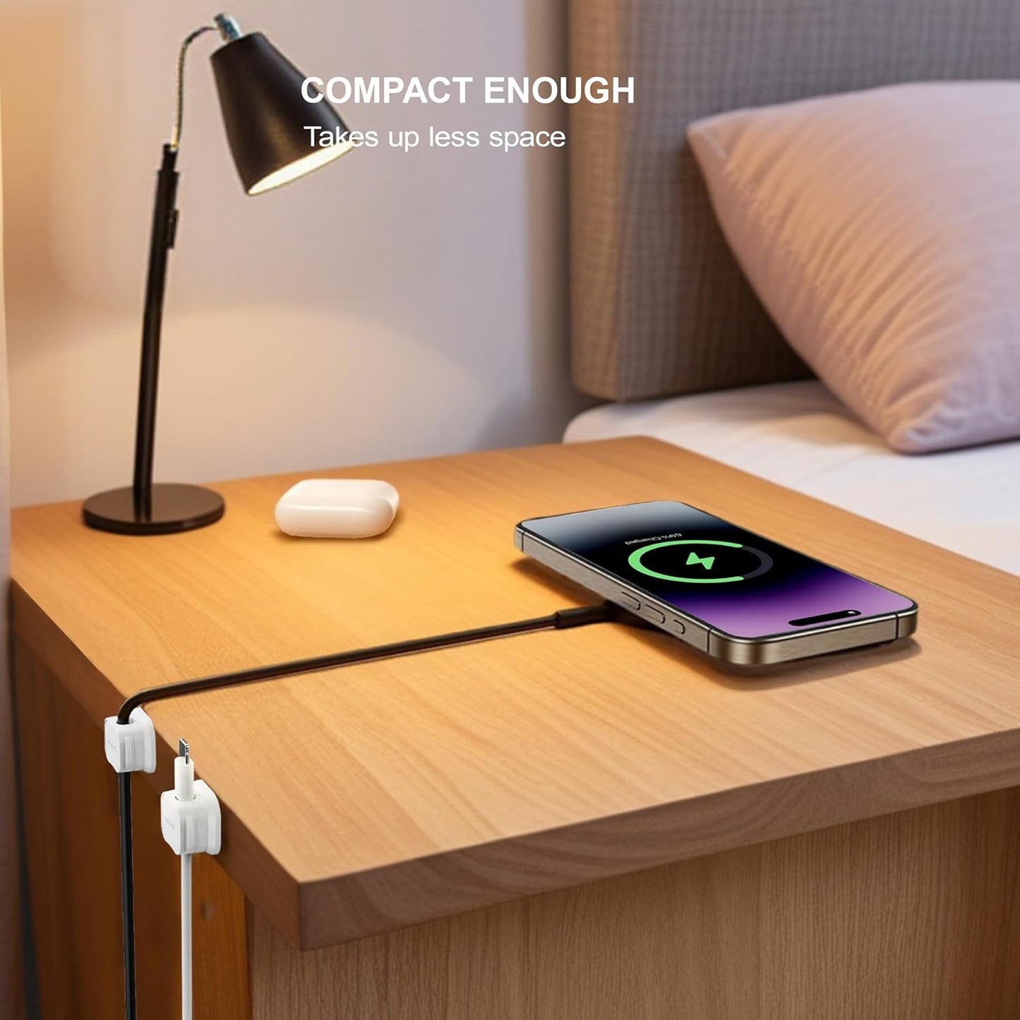 Picozon 6 Pack Magnetic Cable Clip Organizer Cord Holder, Picozon Adhesive Cable Management, Wire Phone USB Charger Cable Holder Keeper Organizer for Car, Office Home Desktop, Wall, Night Table