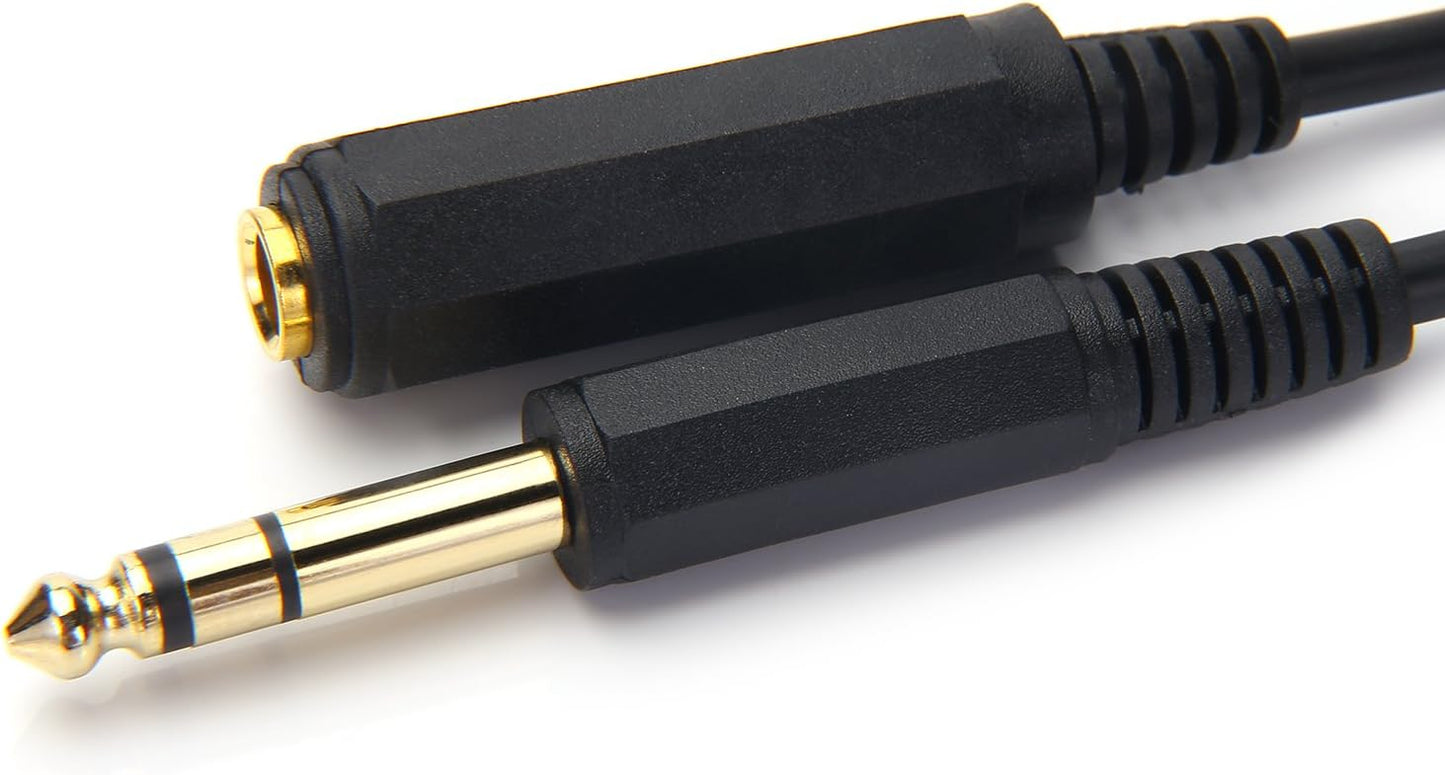 Disino 1/4 Inch Male to Female Stereo Extension Cable Gold Plated Quarter inch Headphone Extension Cable Cord- 20FT /6.6 Meters