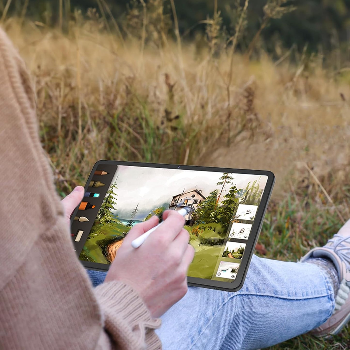 Tablet 12 inch Android 15 Tablets, 24GB（8+16）RAM+256 Storage(Expand to 1TB), Android Tablet with Keyboard, Octa-Core, 2K 2000x1200 Display, 16MP Dual Camera, 8000mAh, 5G WiFi,GPS,Bluetooth 5.0（Silver）