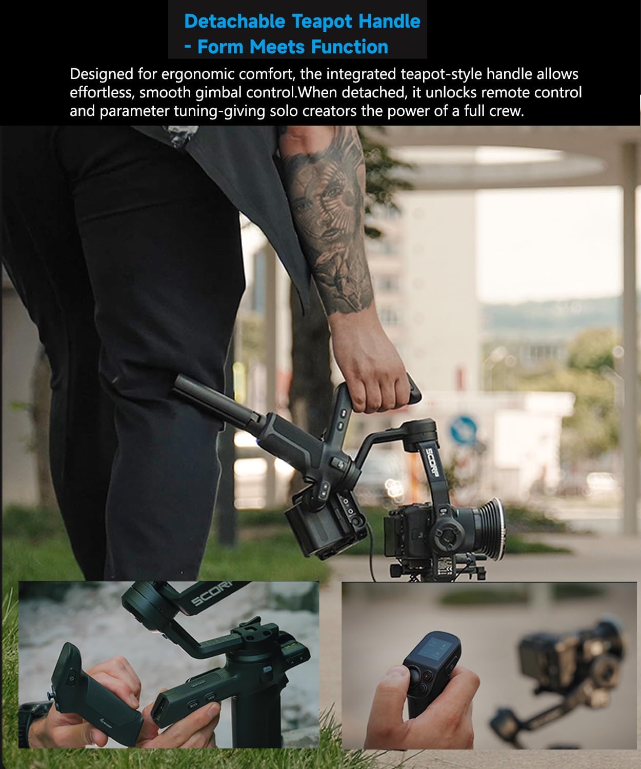 FeiyuTech SCORP 3 KIT Gimbal Stabilizer for DSLR and Mirrorless Camera,Built-in AI Tracking,Detachable Handle,3-Axis Gimbal for Sony/Canon/Nikon/Fujifilm, Max 7.721lbs,Touch Screen with Case