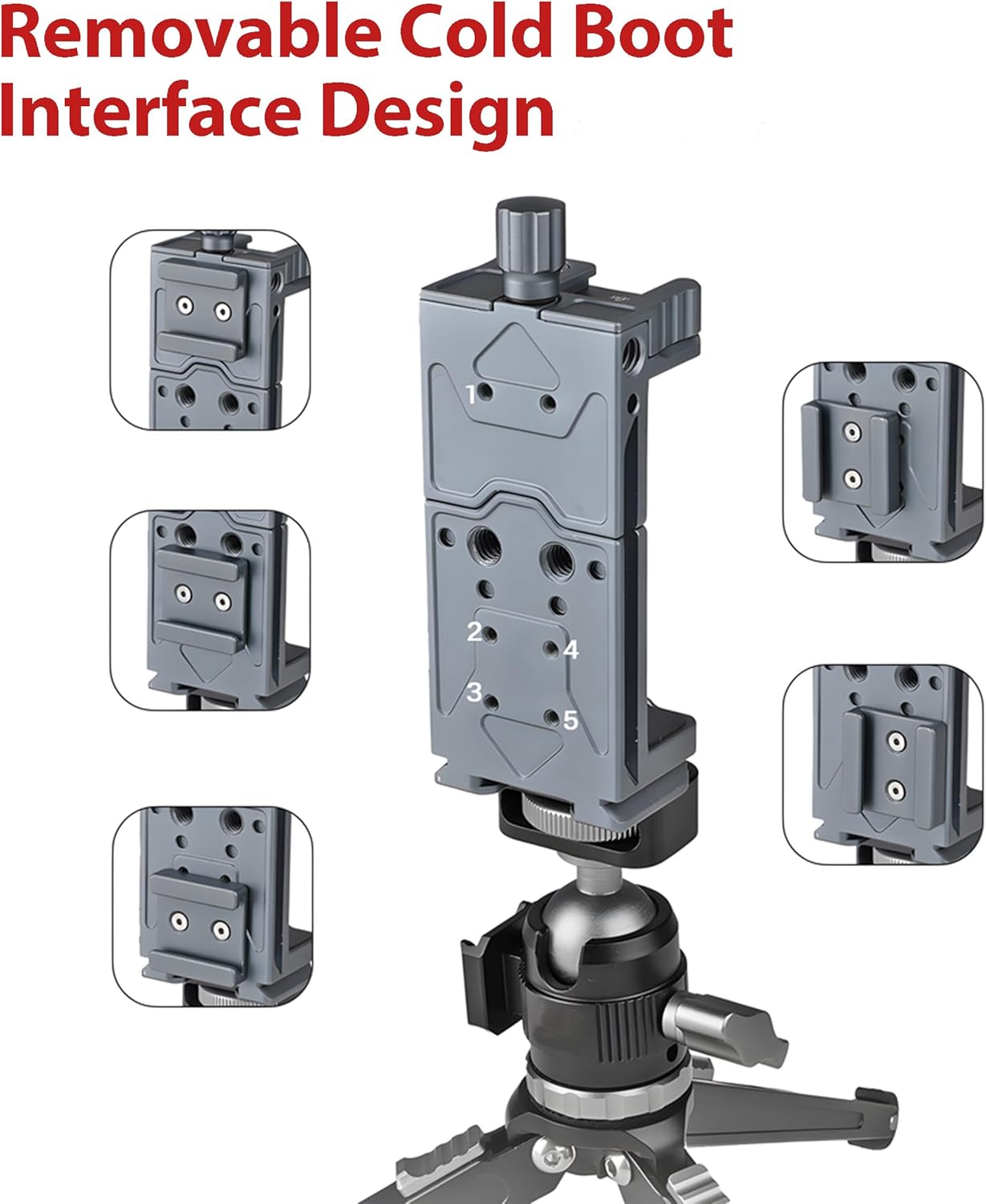 Metal Phone Tripod Mount Adapter Adjustable Phone Mount for Tripod with Arca Base Universal Metal Adjustable Clamp Phone Holder for Tripod (Quick Release Cell Phone Clip)