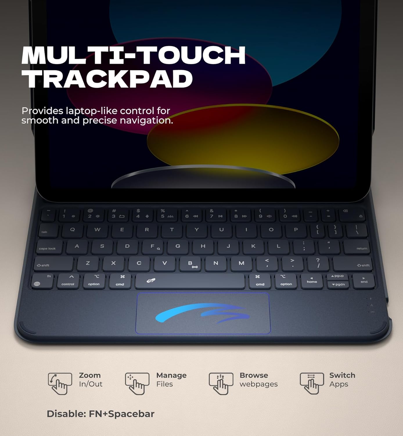 Dexnor for iPad (A16) 11th/10th Generation Case with Keyboard Ultra-Light Magnetic Detachable Folio Keyboard Cover Multi-Touch Trackpad Backlit for iPad 10th Gen 10.9" (2022)/11th Gen (2025), Blue