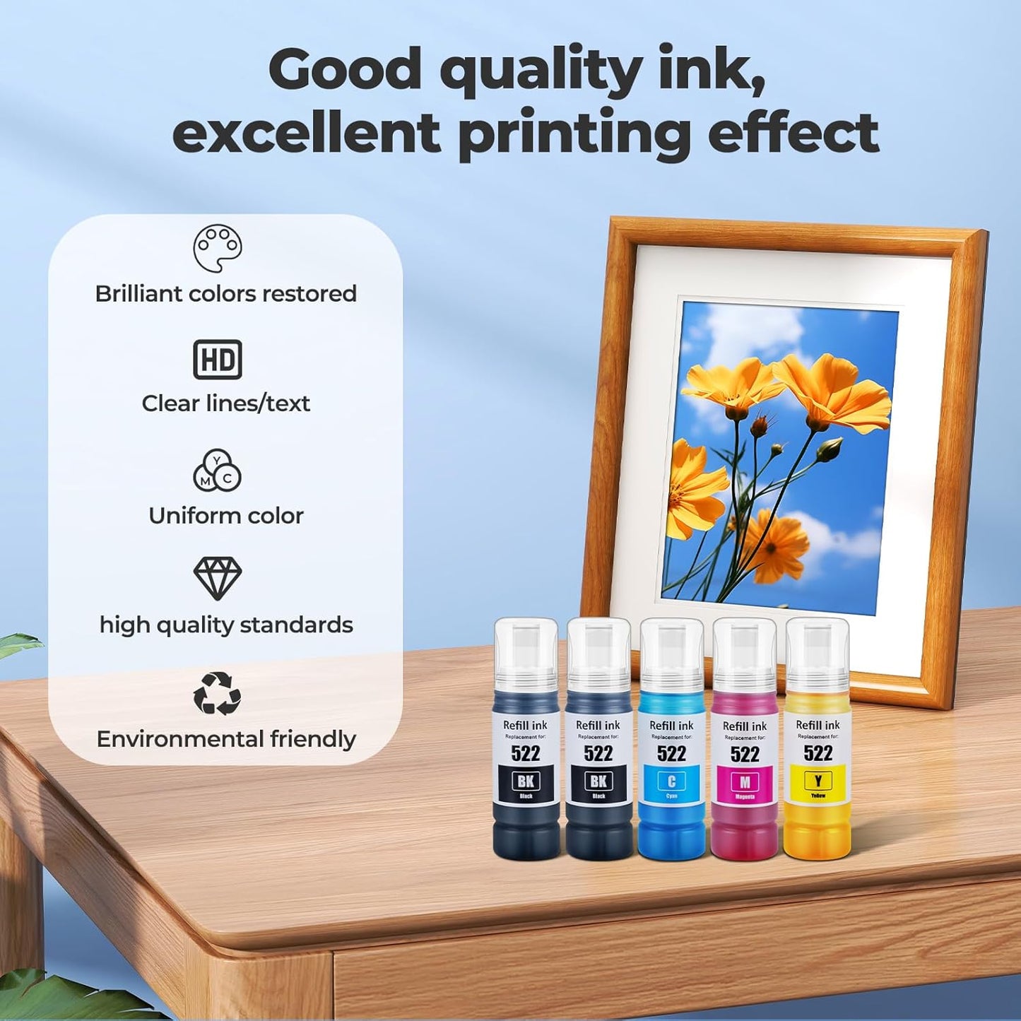 522 Ink Refill Bottles ET-2800 ET-4800 ET-2400 ET-2803 for 522 Ink Bottles Compatible for ET 2800 ET 4800 ET2800 ET 2400 ET4800 ET 2803 ET-2720 ET-4700 ET-4810 ET-2840 Printer (Not Subli)