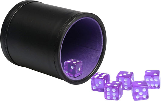 Leatherette Dice Cup Felt Lining Shaker Quiet for Playing Yahtzee/ Farkle/ Liars Dice/ Board Game