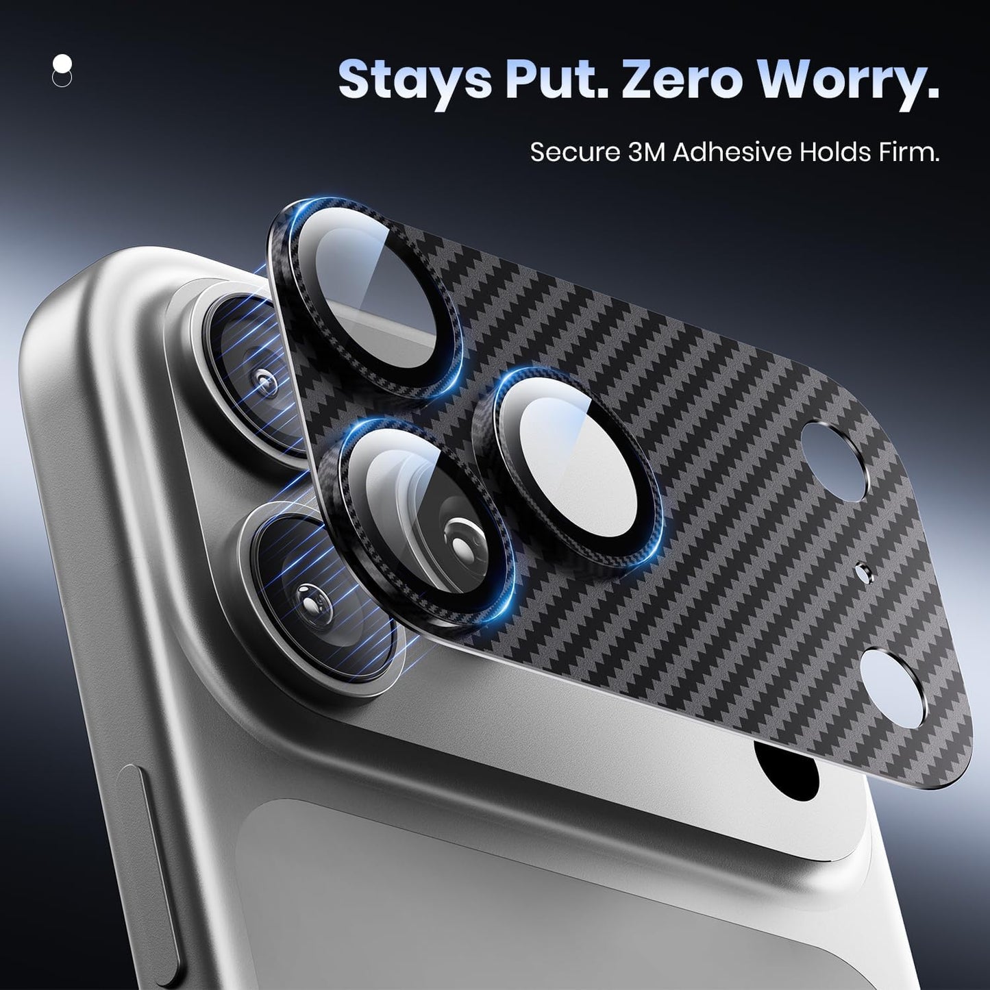 Hoerrye for iPhone 17 Pro Max Camera Lens Protector - [12FT Shatterproof Military Grade] [Strong Adsorption] Metal 9H+ Tempered Glass Camera Screen Full Cover Case Friendly,Carbon Fiber