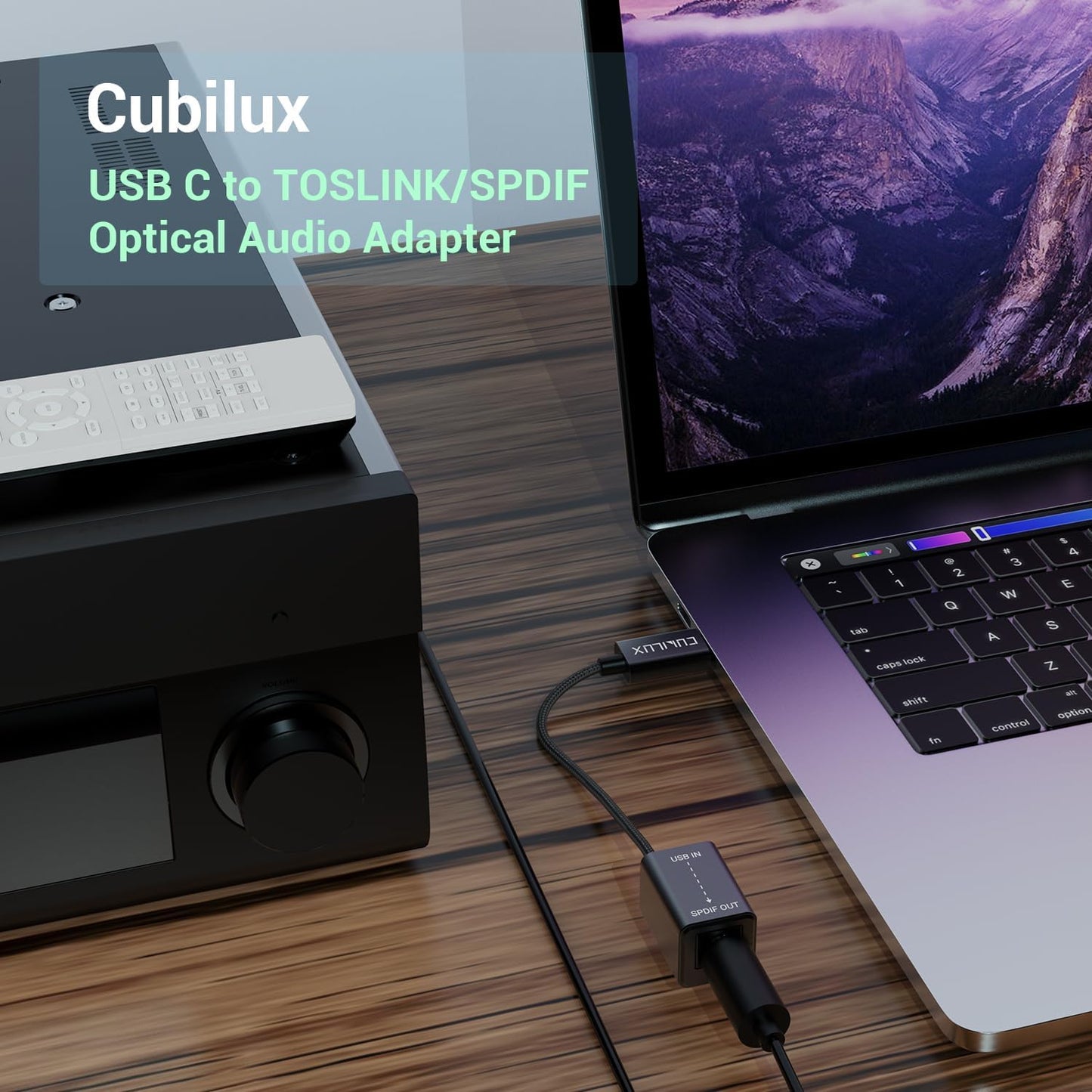 Cubilux USB C to SPDIF Transmitter, Unidirectional Type C to Optical Audio Output Adapter with 192KHz/24bit DAC for MacBook Pro/Air, Laptop, Computer