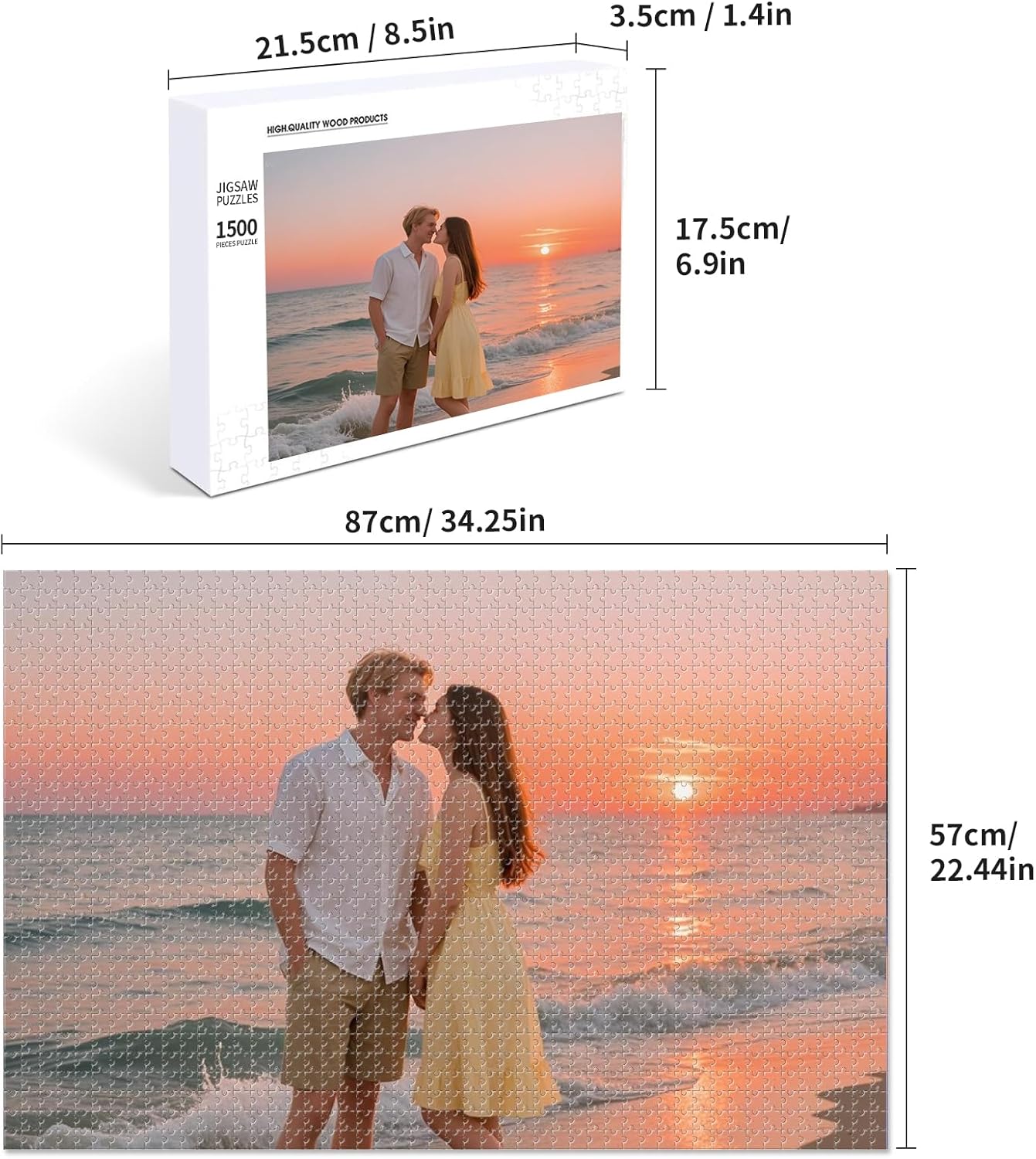 Custom Photo Puzzle – Personalized 1500 Piece Jigsaw Puzzle from Your Photo – Perfect Puzzle Gift for Families, Pets, Weddings, Anniversaries, Adults & Couples(1500-vertical)