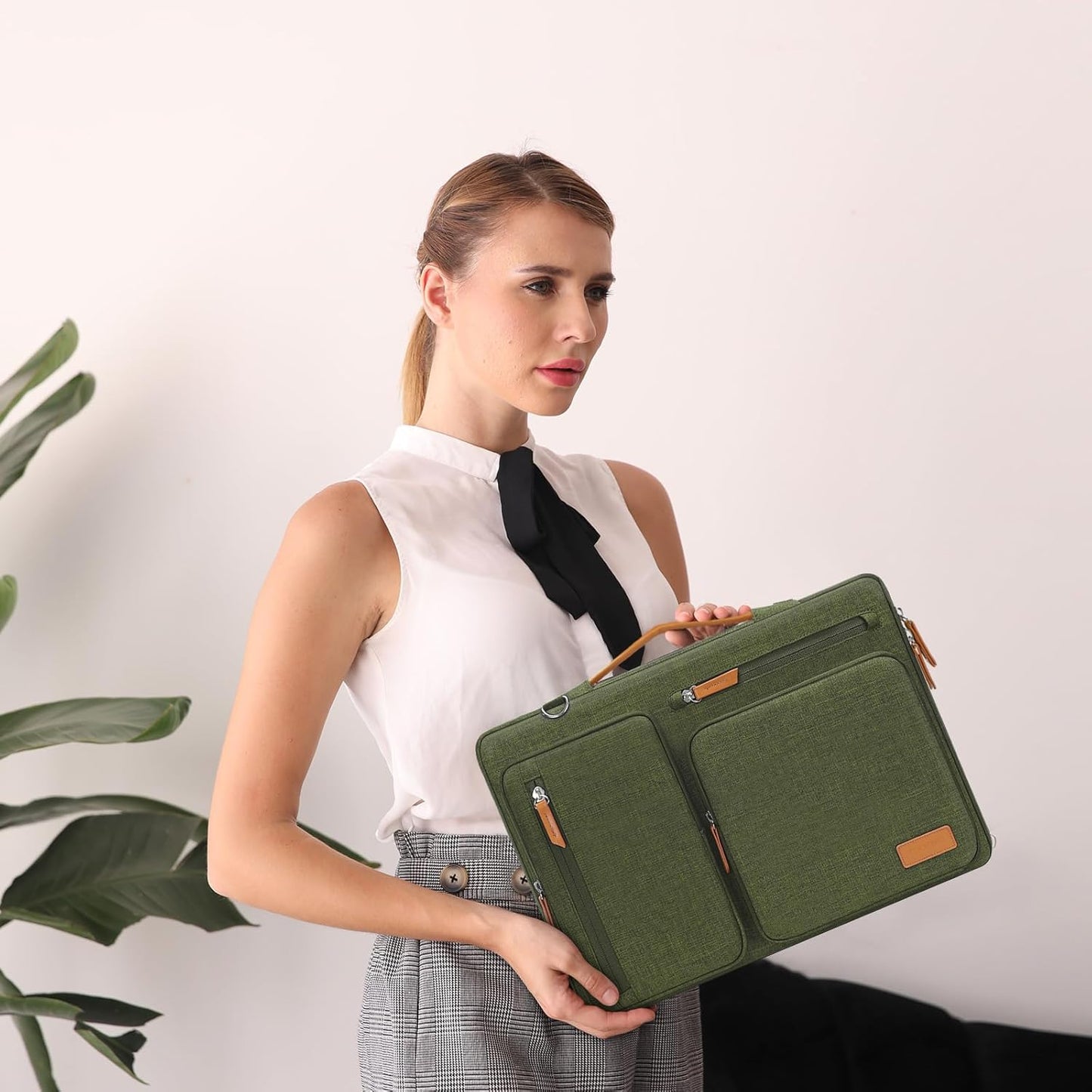 MOSISO 360 Protective Laptop Shoulder Bag,17-17.3 inch Computer Bag Compatible with MacBook, HP, Dell, Lenovo, Asus Notebook,Side Open Messenger Bag with 4 Zipper Pockets&Handle, Olive Green