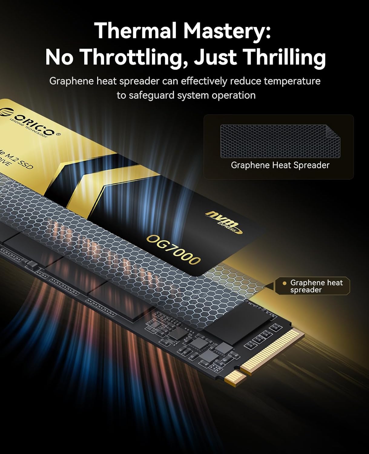 ORICO OG7000 4TB PCIe Gen4 NVMe SSD, Up to 7400MB/s, 8-Channel Controller, Graphene Thermal Solution, Ideal for 4K Video Editing, 3D Rendering, Content Creation, Compatible with PS5 and PC