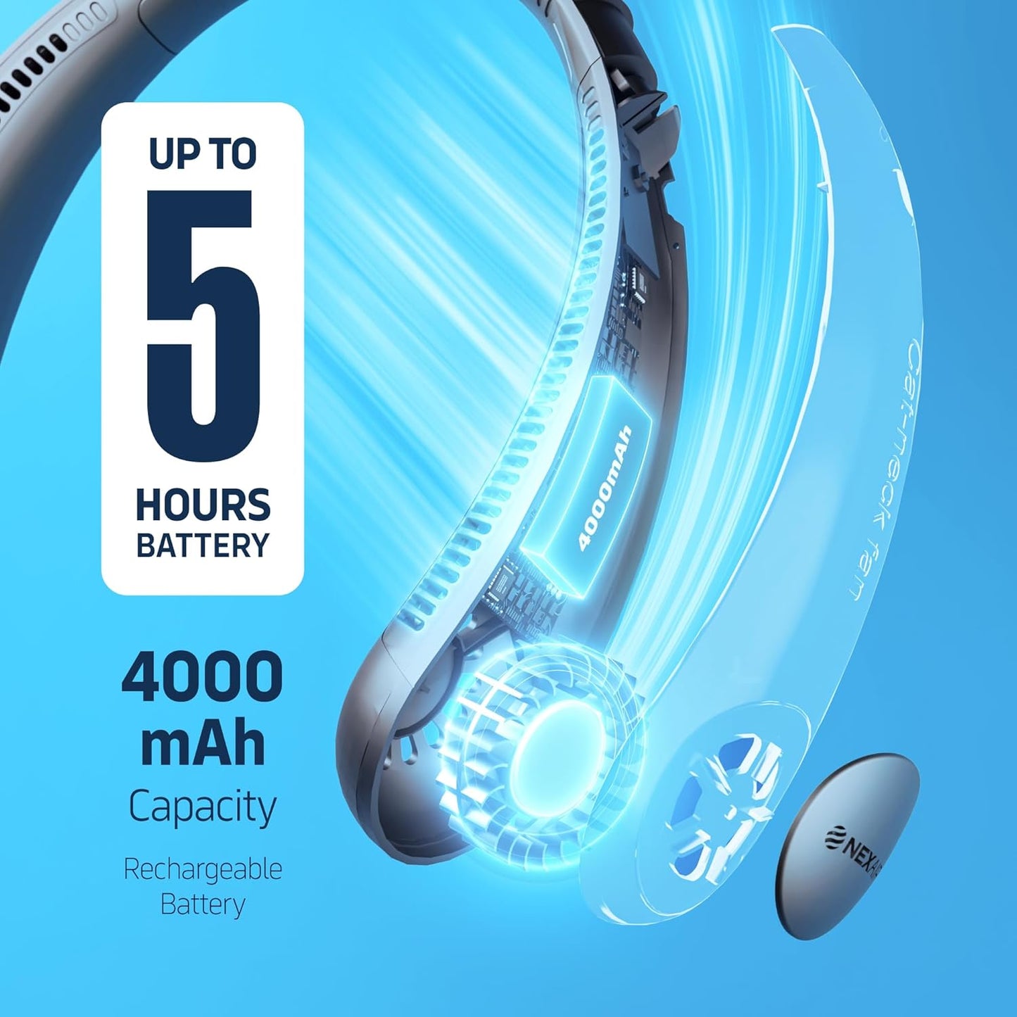 Portable Neck Fan - 3 Speed Rechargeable Bladeless Neck Fan, Adjustable Personal Green Neck Fan For Women & Men Modern Design, Great Cooling Fan For Travel, Outdoors & Sports