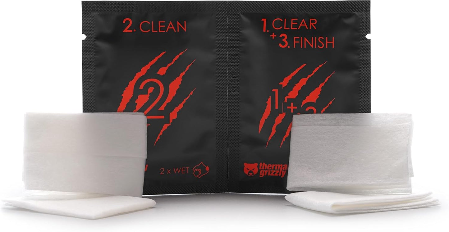 Thermal Grizzly - Duronaut - Enhanced Durability & High Performance Thermal Paste - for Maximum Conductivity While Overclocking CPU/GPU/PS4/PS5/Xbox with 12 Cleaning Wipes 6 Wet & 6 Dry (2g + Wipes)