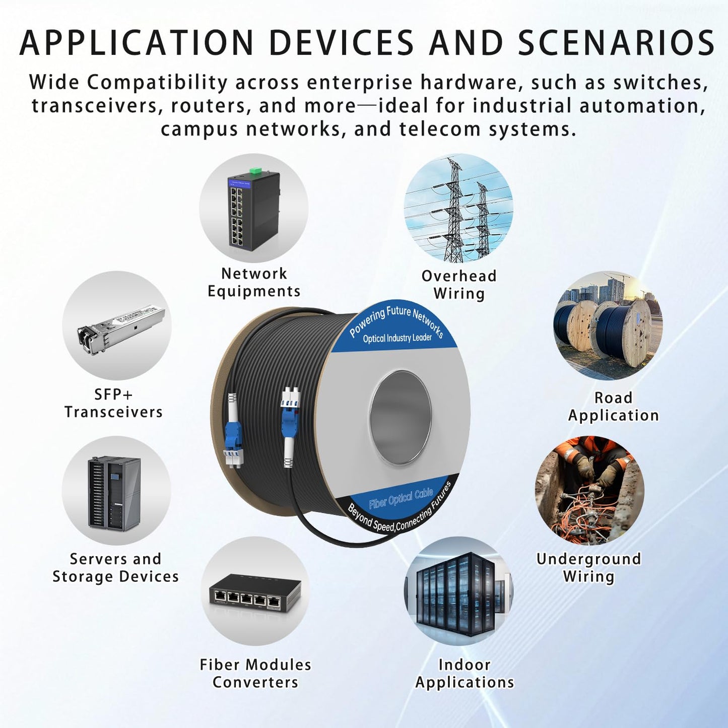 100M/328FT LC to LC Armored Outdoor Fiber Optic Cable, Single Mode Duplex 9/125μm SMF Fiber Patch Cord, OS1/OS2 Compatible, Black LSZH Jacket, Uniboot Jumper for FTTH, Data Center, Long-Distance Use