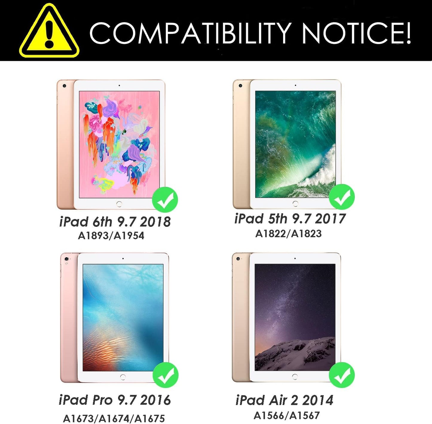 iPad 9.7 Keyboard Case for iPad 6th Gen 2018 - iPad 5th Gen 2017 - iPad Pro 9.7 - iPad Air 2-7 Color Backlight,Touchpad Detachable Slim Cover with Pencil Holder (9.7",Black)