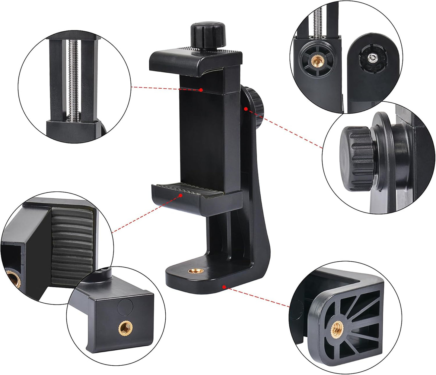 Phone Tripod Mount Adapter with Camera Remote Controller, Cell Phone Holder Clip with Adjustable Clamp Compatible with iPhone, Samsung, HTC, Huawei etc., Include Wrist Strap