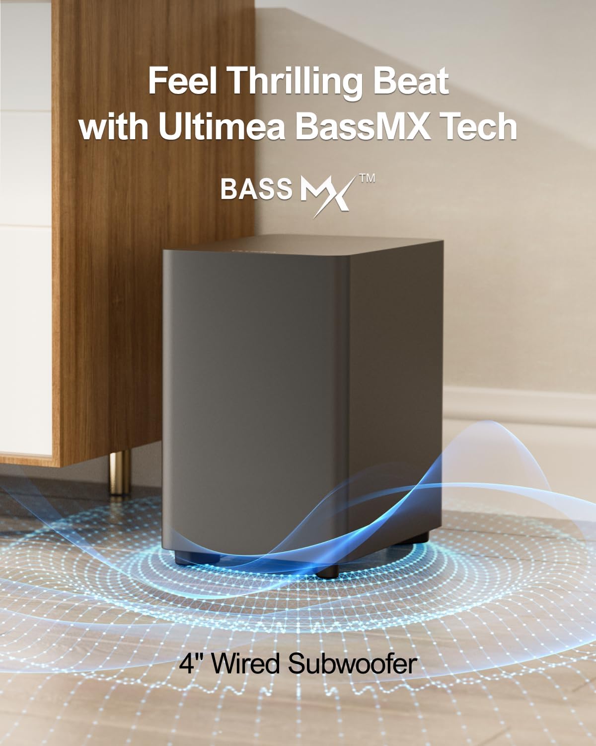 ULTIMEA 7.1ch Sound Bar with Subwoofer, Virtual Surround Sound System for TV, Sound Bar for Smart TV with 4 Surround Speakers, Peak Power 330W, TV Soundbar with App Control, Opt/AUX/BT, Aura A40