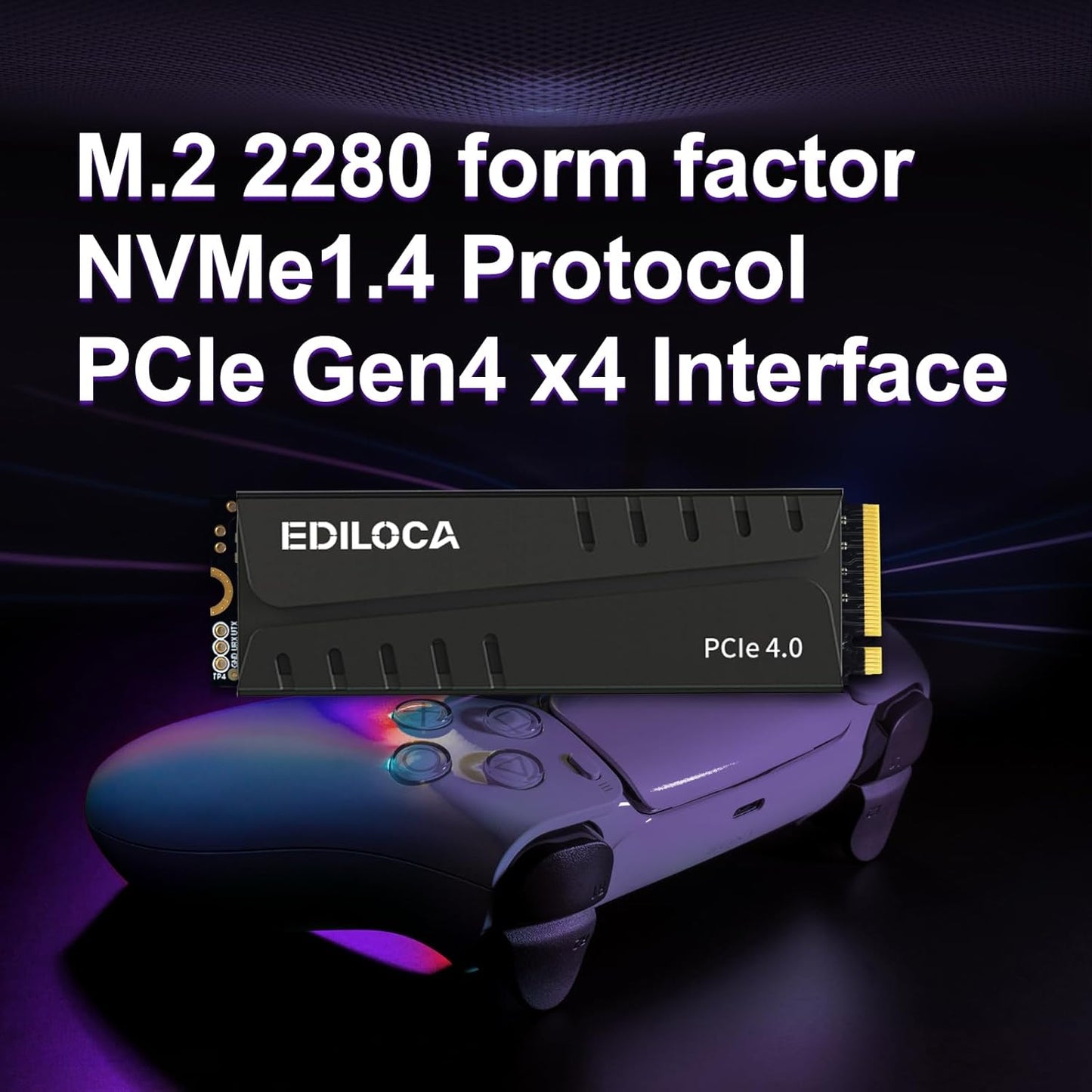 1TB PS5 SSD with Heatsink PCIe Gen4 NVMe M.2 Gaming SSD, 7400MB/s Read, 1GB DRAM Cache, 3D TLC | Internal Solid State Drive Compatible with PS5 & PC(EN855)