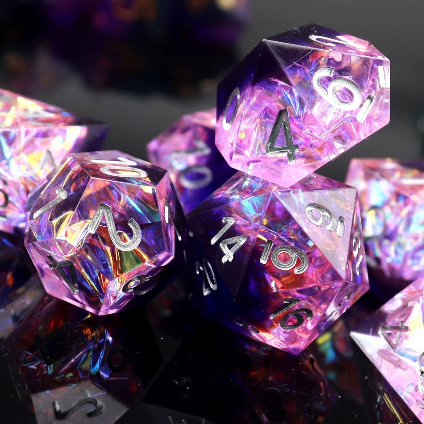 Haxtec DND Dice Set Sharp Edge Resin Dice with Dice Case Purple D&D Polyhedral Dice for TTRPGs Compatible with Dungeons and Dragons DND Gift