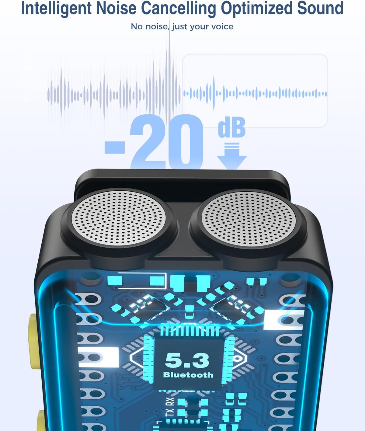 PQRQP Wireless Microphone for iPhone, iPad, Android(Lightning/USB C), Dual Microphones 20 H Battery Life, Mini Microphone, Cordless Double Mics for Video Recording, YouTube, TikTok, 164FT