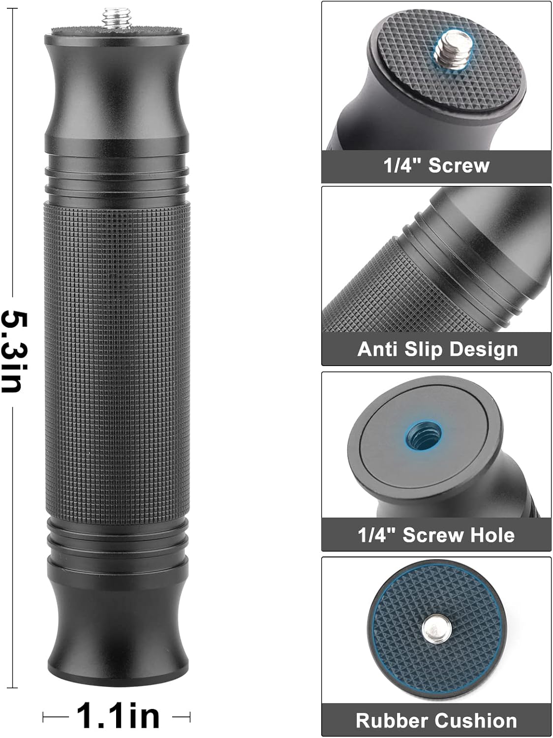 ChromLives Camera Handle Grip Support Mount Universal Handlegrip Camera Stabilizer with 1/4 inches Male Screw for Digital Video Cameras Camcorder Action LED Light Phone