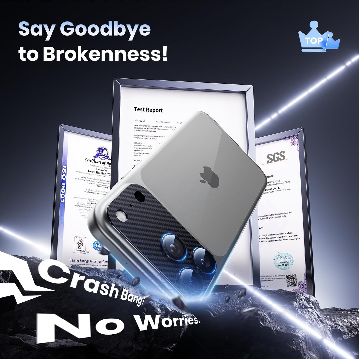 Hoerrye for iPhone 17 Pro Max Camera Lens Protector - [12FT Shatterproof Military Grade] [Strong Adsorption] Metal 9H+ Tempered Glass Camera Screen Full Cover Case Friendly,Carbon Fiber