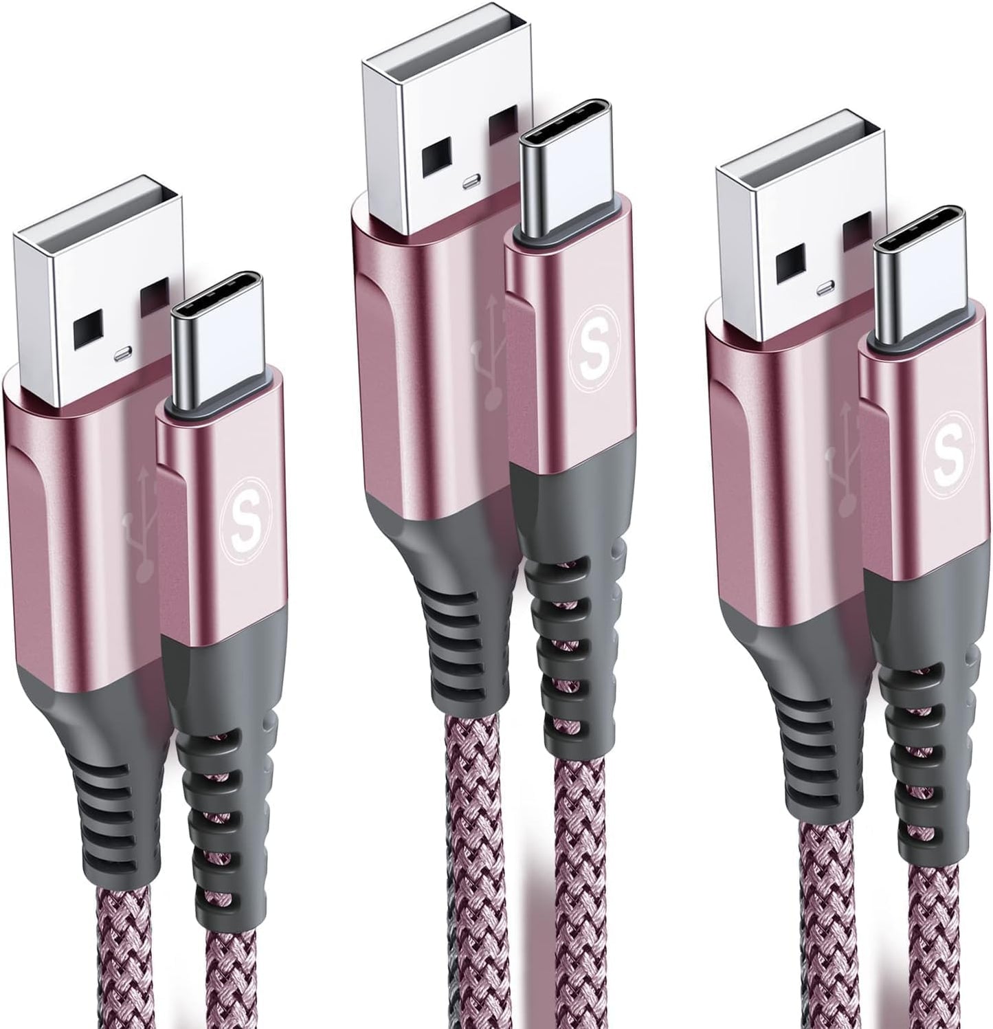 sweguard USB Type C Charger Cable [3-Pack,10ft+6.6ft+3.3ft] iPhone 16 Charger Nylon Braided Cord for iPhone 16 15 Pro Max Plus Samsung Galaxy S24 S23 S22 S21 S20 S10 Note 20 10 A54 Pixel LG Moto PS5
