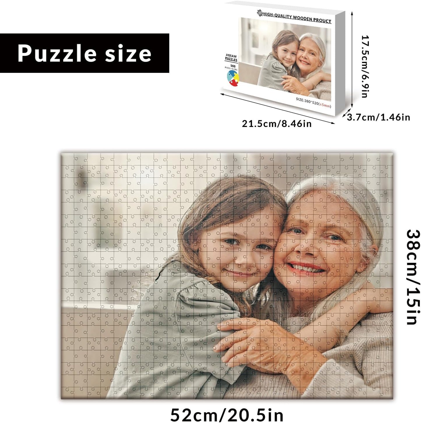 Custom Puzzle from Photos - Personalized 1000/500/300/200/120 Piece Jigsaw Puzzle for Adults & Kids, Unique Wooden Gift for Christmas, Wedding, Anniversary, Birthday