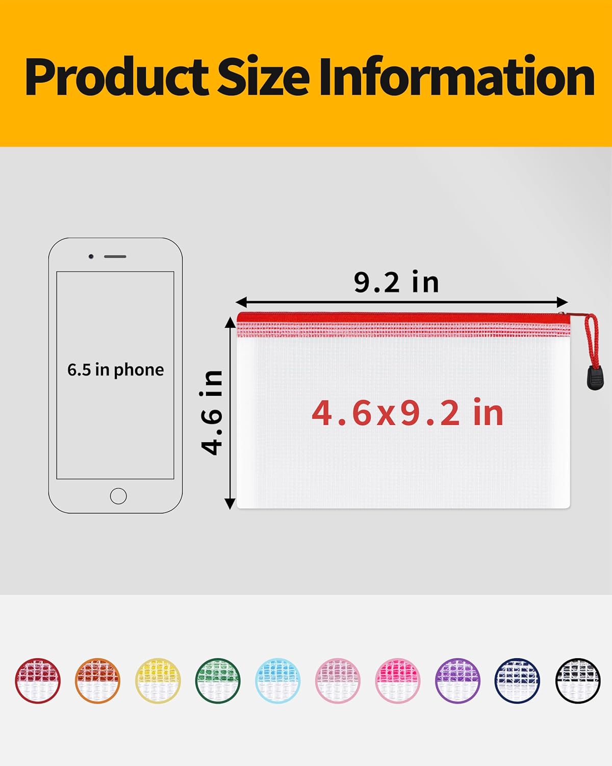 SUNEE Mesh Zipper Pouch 4.6x9.2in (10 Colors, 30 Packs), Mesh Bags with Zipper for School Office Supplies, Travel Accessories, Waterproof Zipper Pouches for Organizing