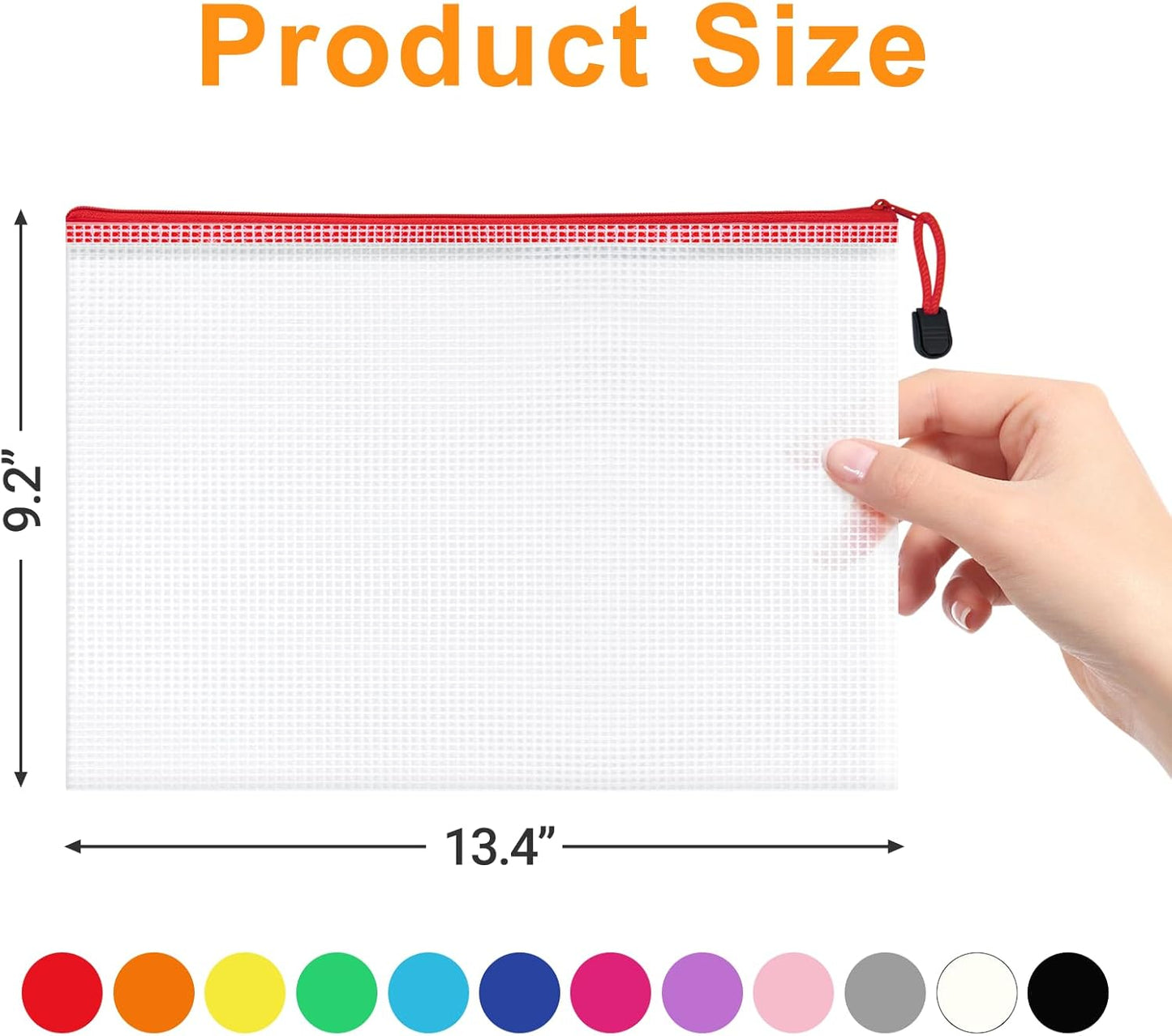 36Pack Mesh Zipper Pouch Bags, Waterproof A4 Letter Size Document Zipper Pouches for Storage, Teacher School, Toys, Puzzle, Office, 12 Colors