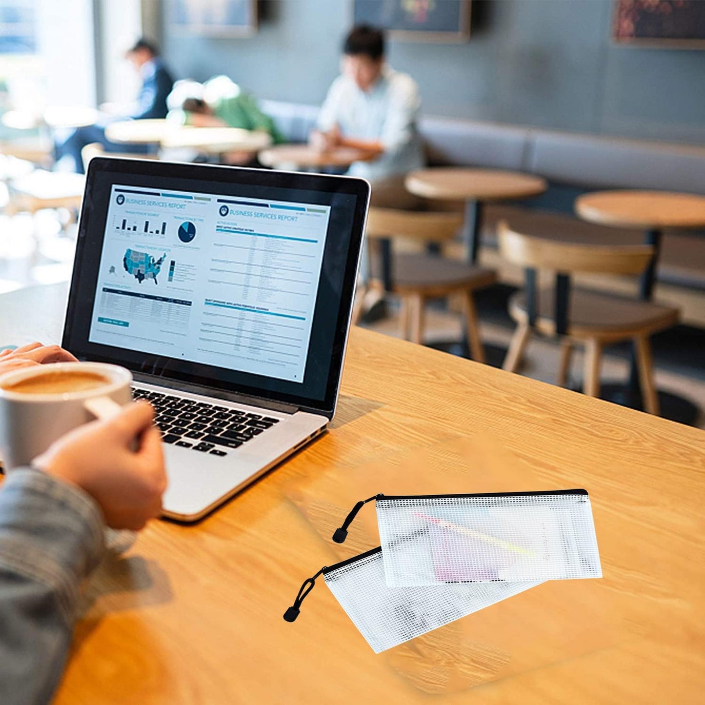 Vuzvuv 30pcs 9.1"x 4.5" Mesh Zipper Pouch Zipper Bags, Zipper Case Pouch Bulk, Mesh Bag for File, Makeup, Board Game Office Home Travel Storage