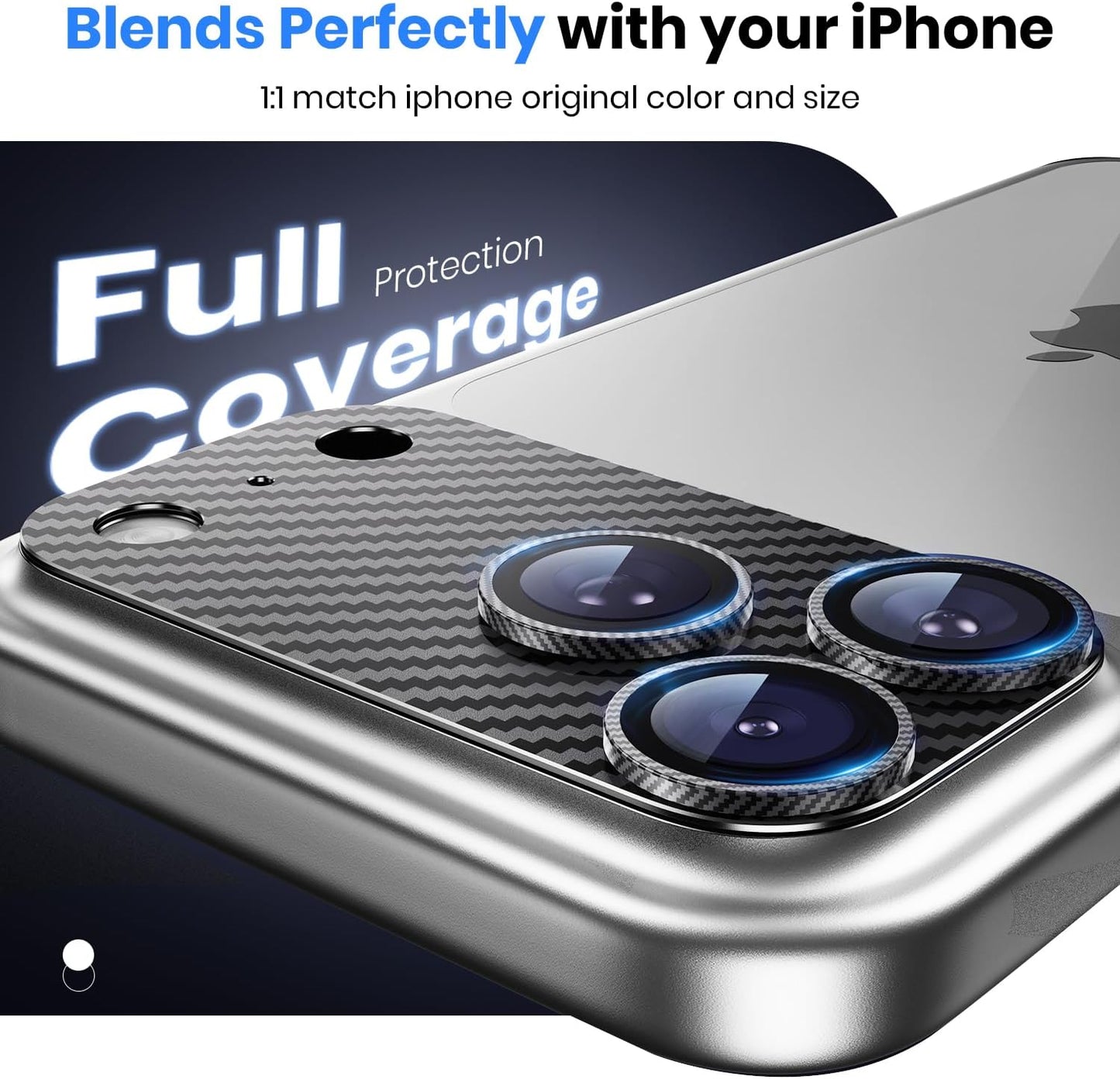 Hoerrye for iPhone 17 Pro Camera Lens Protector - [12FT Shatterproof Military Grade] [Strong Adsorption] Metal Top 9H+ Tempered Glass Camera Screen Full Cover Case Friendly,Carbon Fiber