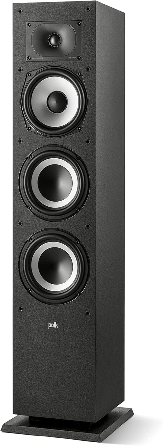 Polk Monitor XT60 Tower Speaker - Hi-Res Audio Certified, Dolby Atmos, DTS:X & Auro 3D Compatible, 1" Tweeter, 6.5" Dynamically Balanced Woofer, (2) 6.5" Passive Radiators (Single, Midnight Black)