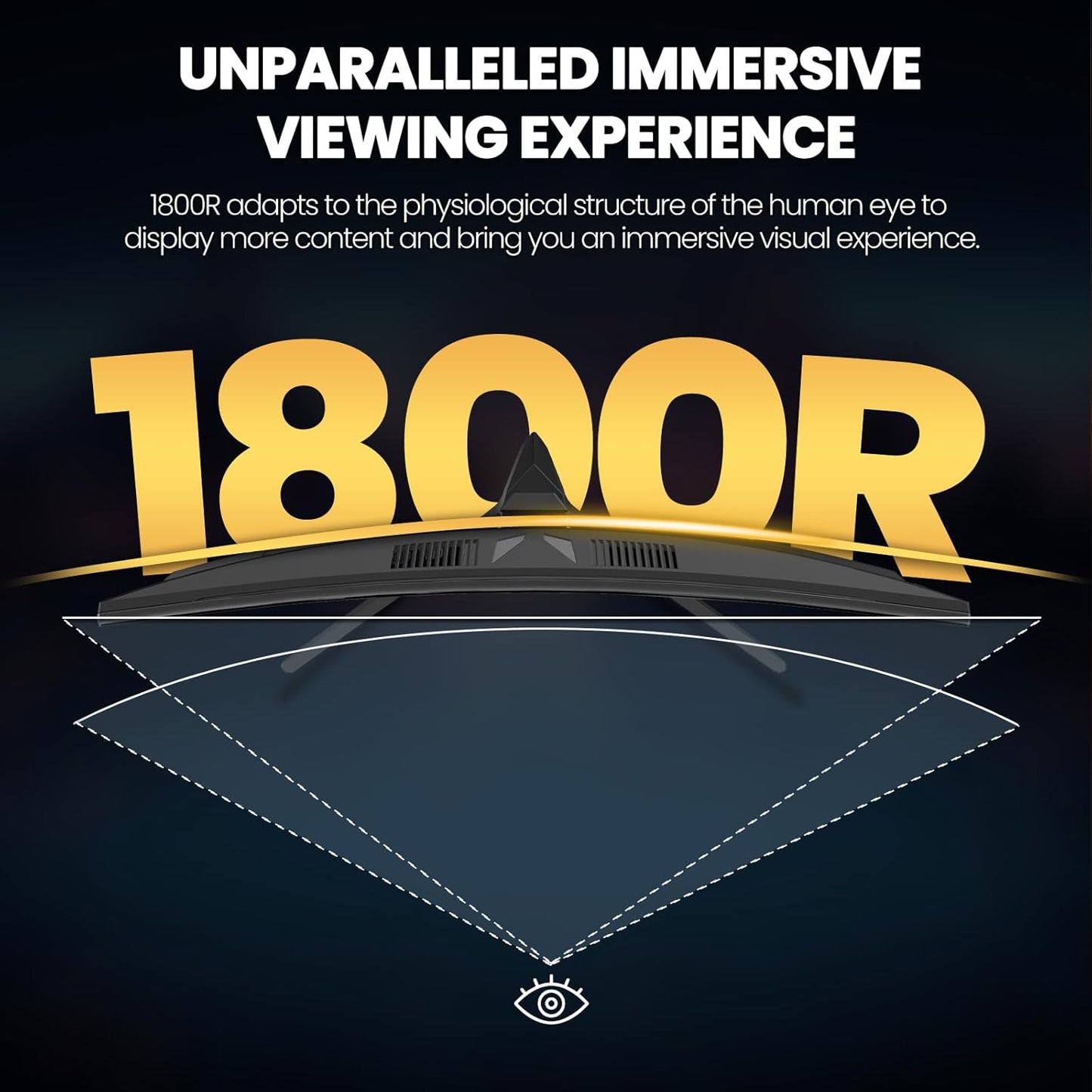 CRUA 27" Curved Gaming Monitor, 2k QHD(2560*1440P) VA Screen, 1800R, 165Hz/180Hz Computer Moniter, Supports AMD Freesync, 120% sRGB, Built-in Speakers, Wall Mountable Installs(HDMI 2.0/DP 1.4)-Black