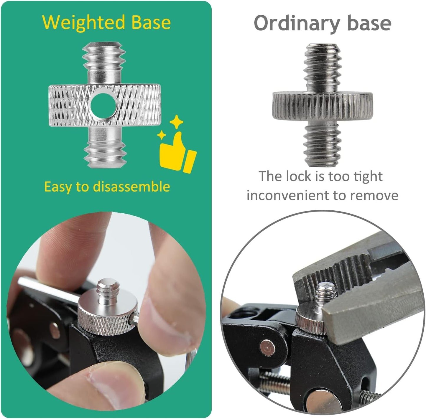 Camera Mount Screw 1/4" Male to 1/4" Male & 1/4" to 3/8" Tripod Screw Adapter with Hole 7 Pcs Set for Camera Tripod Mount Light Stand DSLR Equipped with Hex-L Key (Silver)