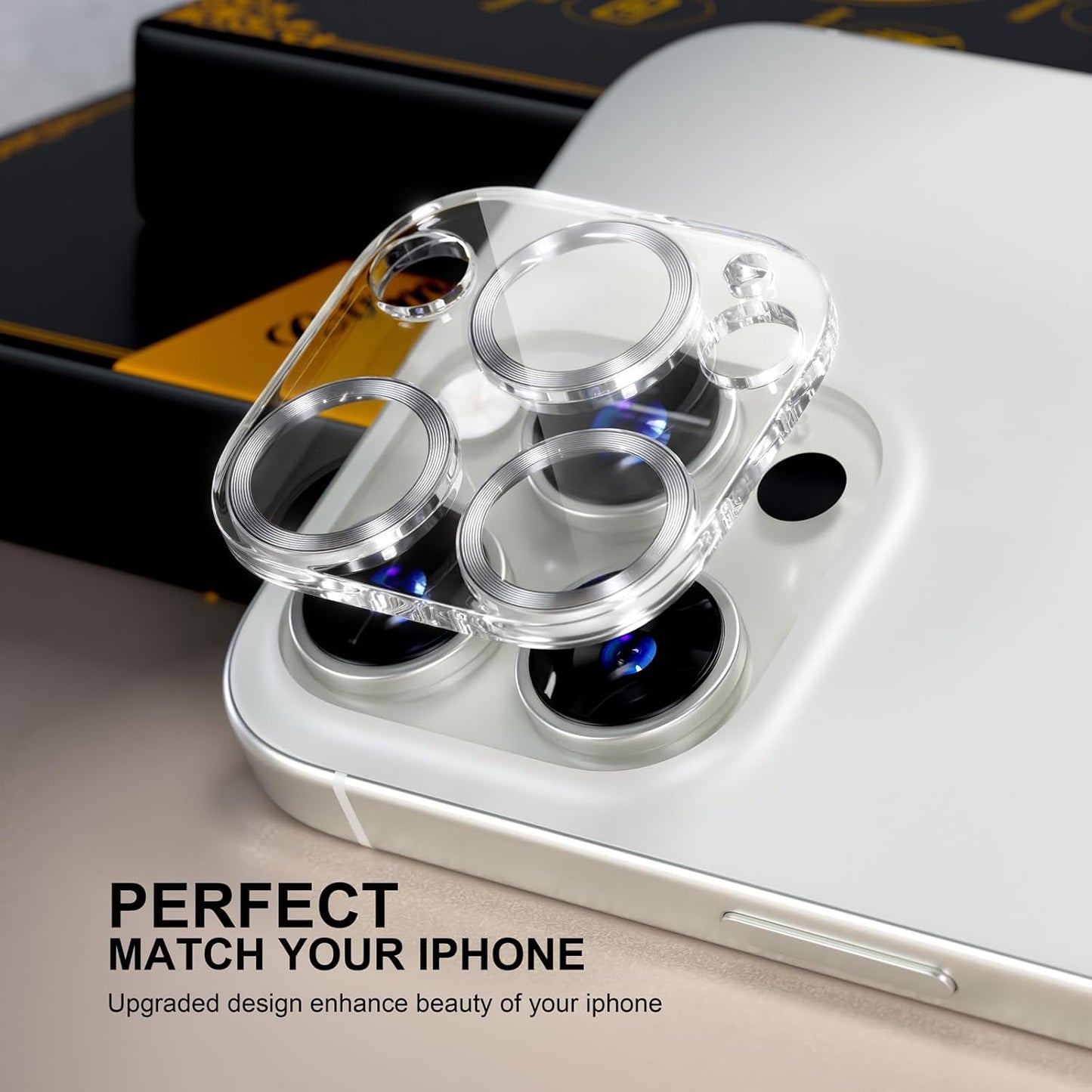 beuxece for 6 Pack iPhone 15 Pro/iPhone 15 Pro Max Camera Lens Protector [Drop Protection] [Case Friendly] [Easy Installation] 9H Tempered Glass Camera Screen Protector Cover, CD Silver