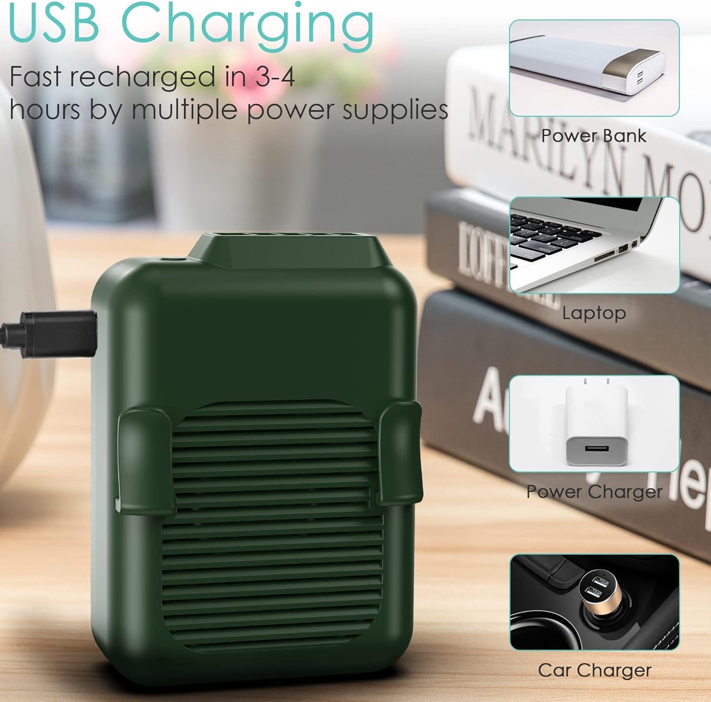 COMLIFE Portable Mini Waist Fan, 6000mAh Battery Powered Hands-free Wearable Fan With Max 23H Working Time, 3 Speeds, 5100RPM Strong Airflow for Jobsite, Farm, Fishing, Gardening And More (Green)