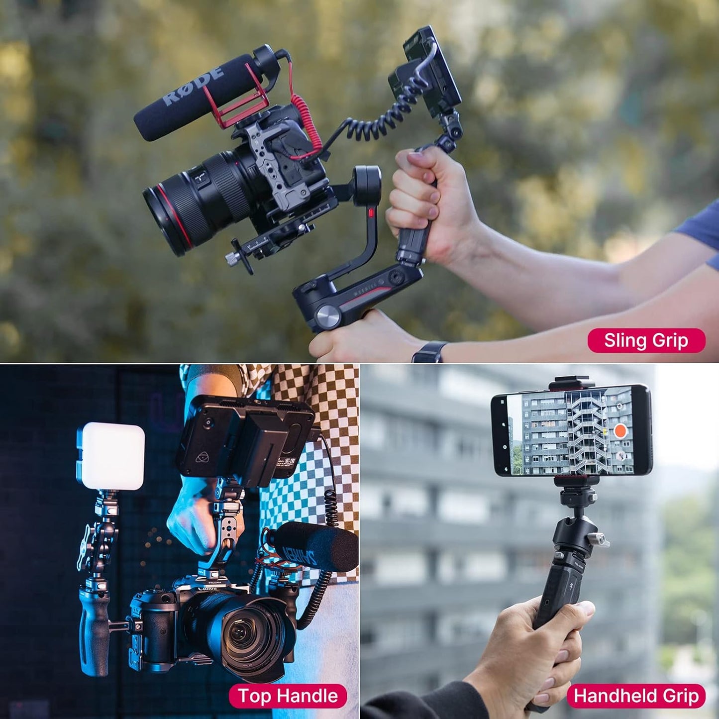 FALCAM F22 Camera Top Handle Quick Release Quick Release System Video Shooting Accessories Filming, Detachable Handle Grip Sling Mode Camera Monopod