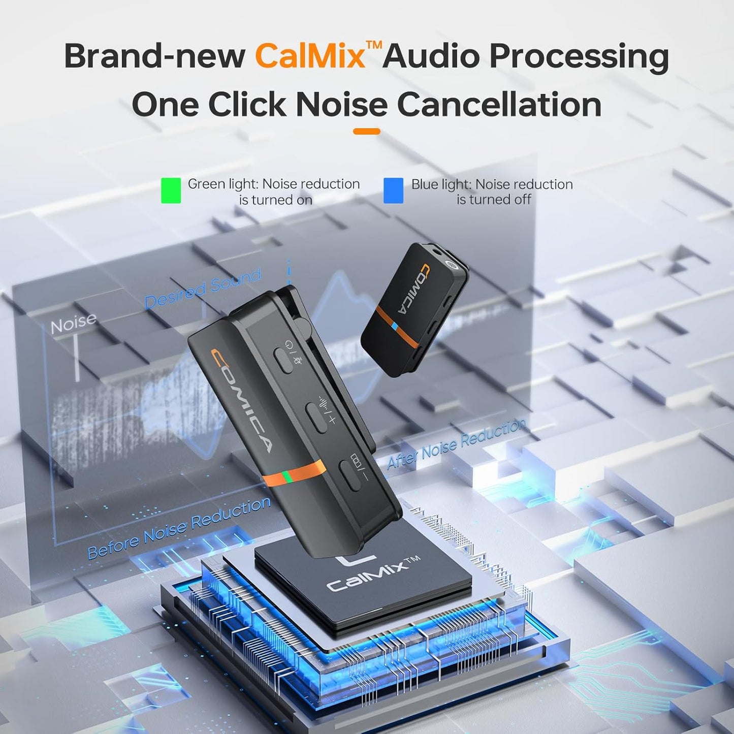 COMICA Vimo Q 4 Channel Wireless Lavalier Microphone System with Noise Cancellation, 4 Audio Tracks Output, 656ft Range, Wireless Mic for iPhone, DSLR Camera, Android, Video Recording Livestream