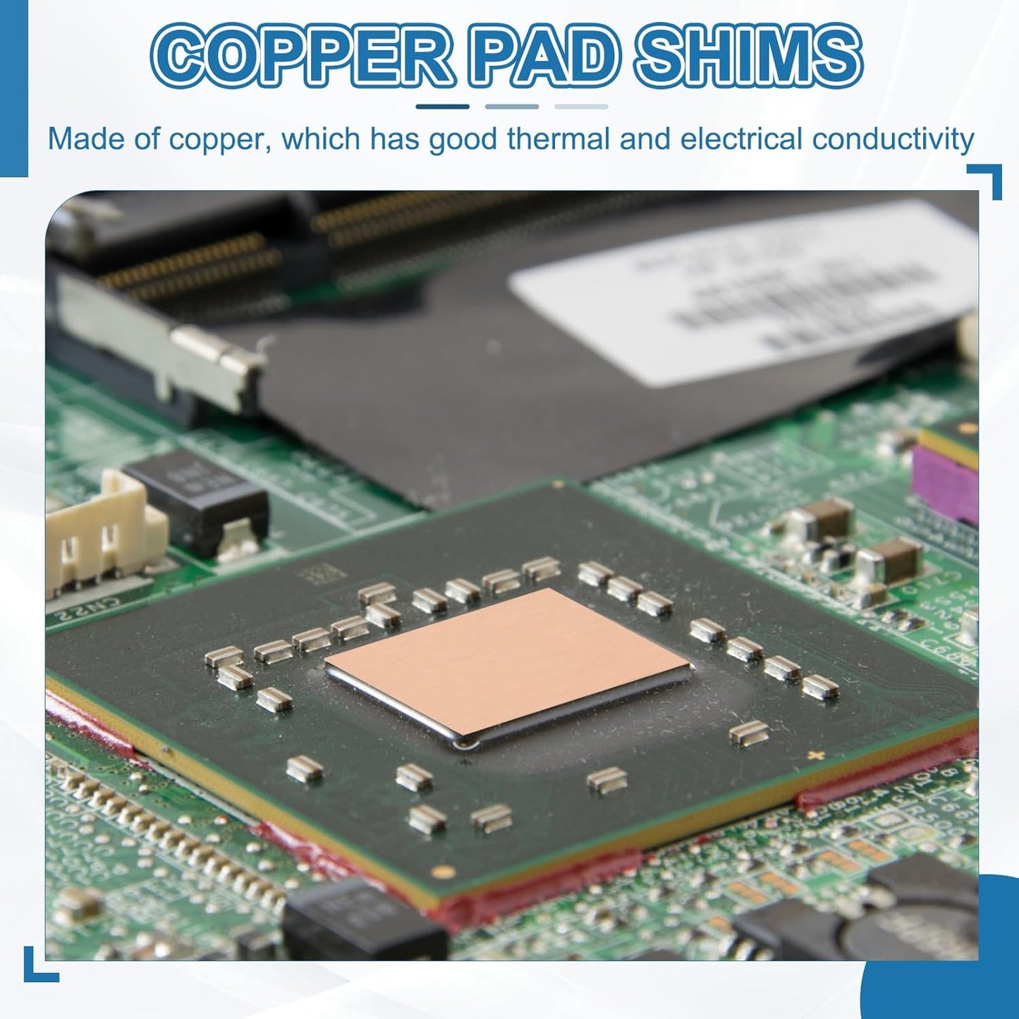 PATIKIL Copper Heatsink Pad Shims, 24 Pcs 15x15x0.8mm Copper Pad Shim IC Chipset GPU CPU Thermal Heatsink for Cooling Laptop Desktop Computer