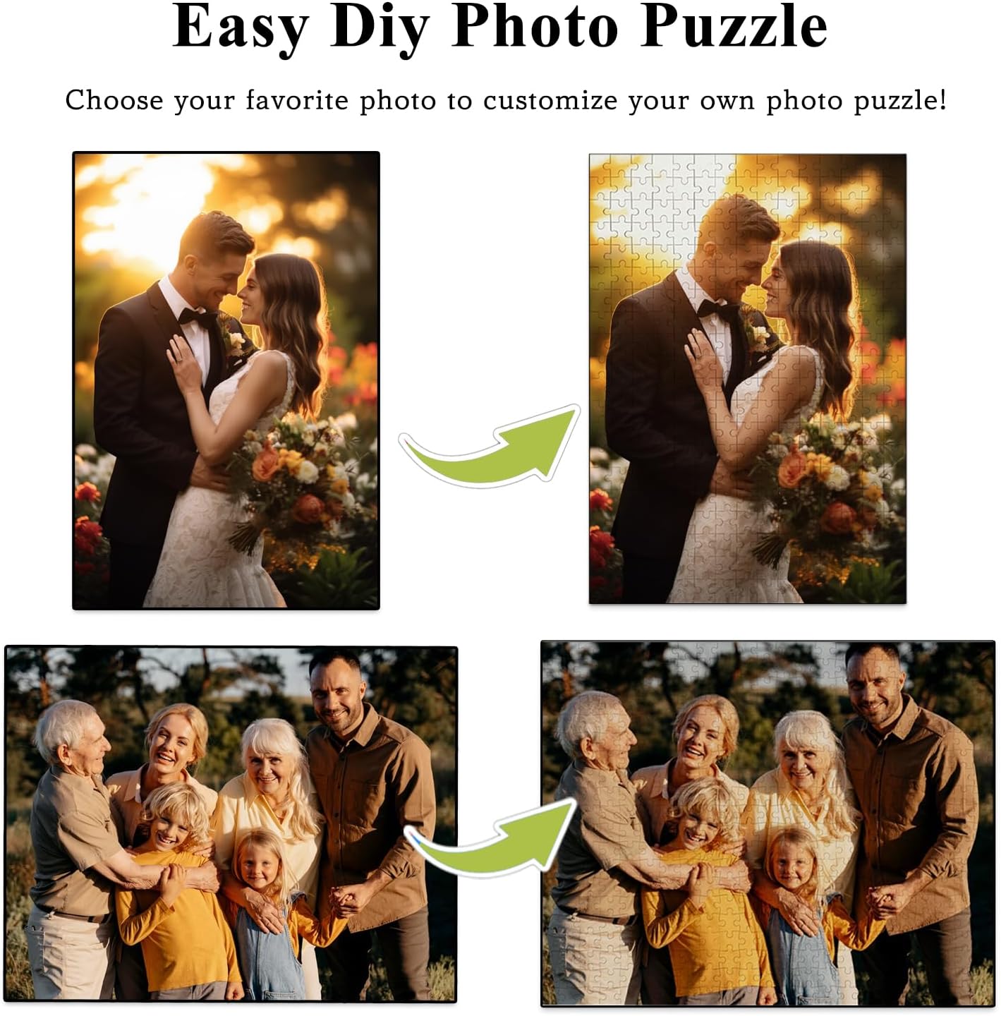 Custom Puzzle, Personalized Puzzle for Photos, Customized Puzzle 120/200/300/500/1000/1500 Pieces for Family, Christmas, Pet, Birthday, Wedding Gift